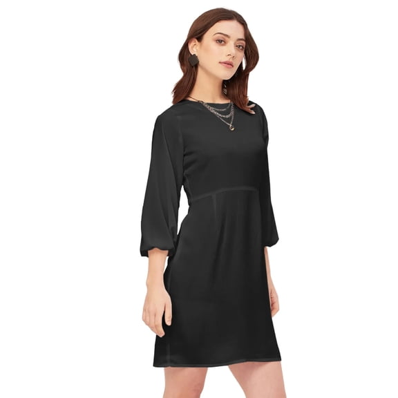 Moomaya Boat Neck Bodycon Solid Georgette Dress - Women's Stylish Bodycon Dress