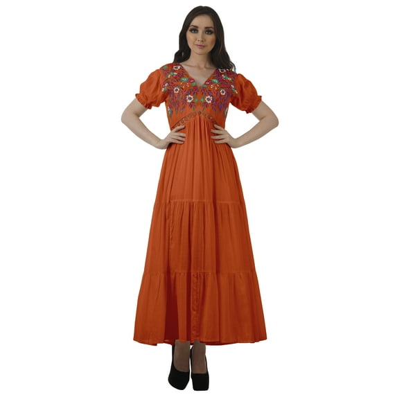Moomaya Boho Gypsy Long Dresses Women Tiered Party Wedding Maxi Evening Gowns
