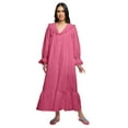 thumbnail image 1 of Moomaya Button Down Maxi Nightdress Long Sleeve Solid WoMen's Cotton Nightwear, 1 of 6