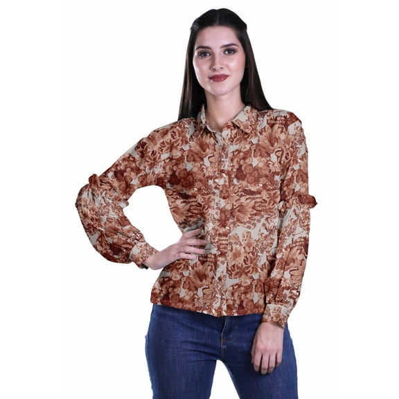 Moomaya Button Down Shirt Classic Collar Long Sleeve Summer Top Casual Wear