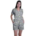 thumbnail image 1 of Moomaya Button Up Pjs For Women Cotton Shorts Shirt Set Notch Collar Sleepwear, 1 of 6