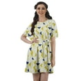 thumbnail image 1 of Moomaya Casual Summer Moss Georgette Bell Sleeves Womens Jewel Neck Sundresses, 1 of 6