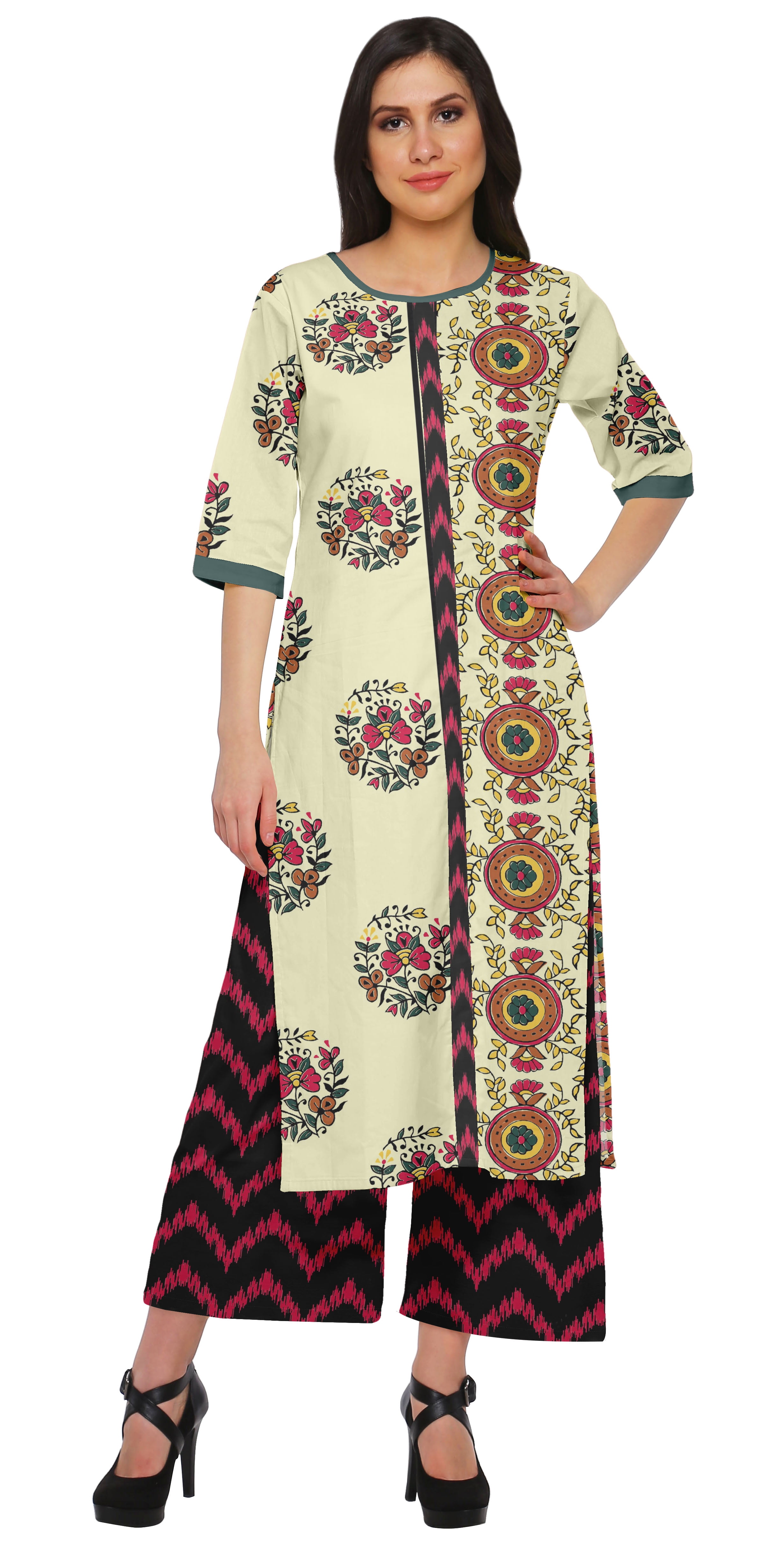 Moomaya Women's Ethnic Clothing Long Straight Punjabi Kurta For Women Indian  Casual Dress 