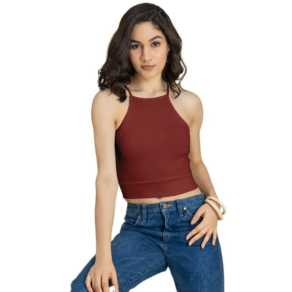 Moomaya Casuals, Sporty Crop Top, Sleeveless Knitted Styled Back Top