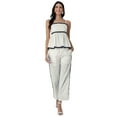 thumbnail image 1 of Moomaya Chic Cotton Co-ord Set, Sleeveless Elegance with Zigzag Lace & Pocketed Pants for Summer Fun, 1 of 9