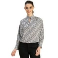 thumbnail image 1 of Moomaya Chic Stripe Folded Band Neck Top - Long Sleeves, Regular Fit Office Wear, 1 of 9