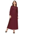 thumbnail image 1 of Moomaya Classic Solid Cotton Long Sleeve A-Line Dress - Shirt Collar, Work Dress, 1 of 9