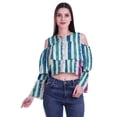 thumbnail image 1 of Moomaya Cold Shoulder Tops Shirts For Women Button Down Long Ruffle Sleeve Top, 1 of 5