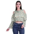 thumbnail image 1 of Moomaya Cold Shoulder Tops Shirts For Women Button Down Long Ruffle Sleeve Top, 1 of 5
