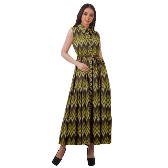 Moomaya Collared Shirt Dresses Women Printed  Rayon Button Maxi Dresses Women