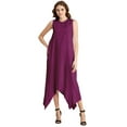 thumbnail image 1 of Moomaya Contemporary Asymmetric Round Neck Solid Rayon Dress Loose Fit Day Dress, 1 of 9