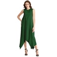 thumbnail image 1 of Moomaya Contemporary Asymmetric Round Neck Solid Rayon Dress Loose Fit Day Dress, 1 of 9