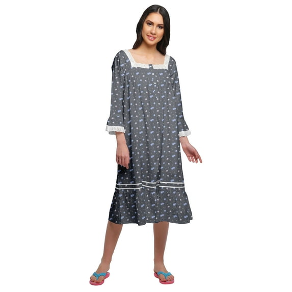 Moomaya Cotton A-Line Flared Sleepwear For Ladies WoMen's Nightdress