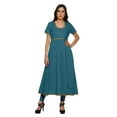 thumbnail image 1 of Moomaya Cotton Dress For Women Casual Summer Front Slit Solid Short Sleeve Kurta, 1 of 6