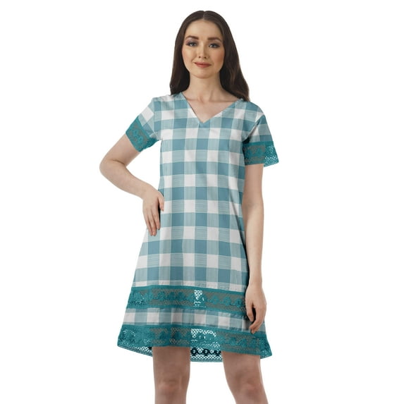 Moomaya Cotton Flex Short Sleeve Womens Cocktail Dresses Printed Beach Dress