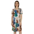 thumbnail image 1 of Moomaya Cotton Jersey Printed Midi Dress For Women V-Neck Summer Short Sleeves Knee Length Dress, 1 of 7