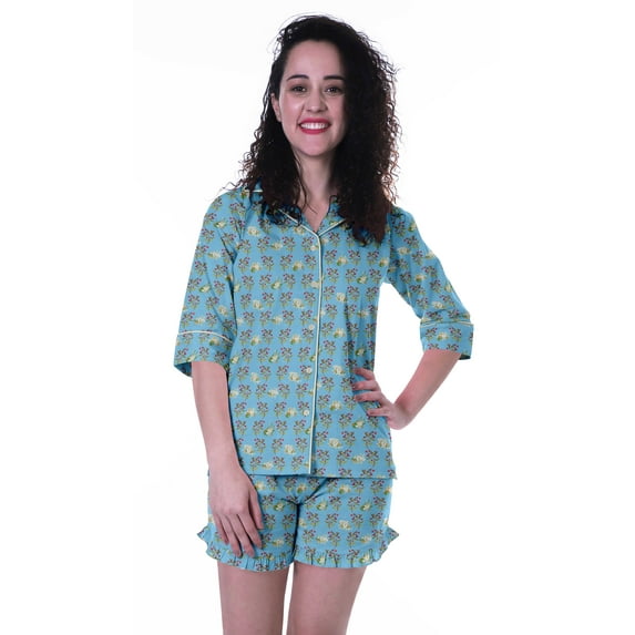 Moomaya Cotton PJ Sets With Shorts 2 Piece Nightwear Shorts Set Sleepwear For Women