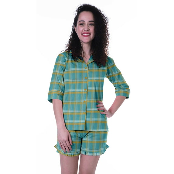Moomaya Cotton PJ Sets With Shorts 2 Piece Nightwear Shorts Set Sleepwear For Women