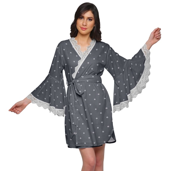 Moomaya Cotton Printed Bell Sleeves Robes For Women Bridesmaid Robes Bathrobes