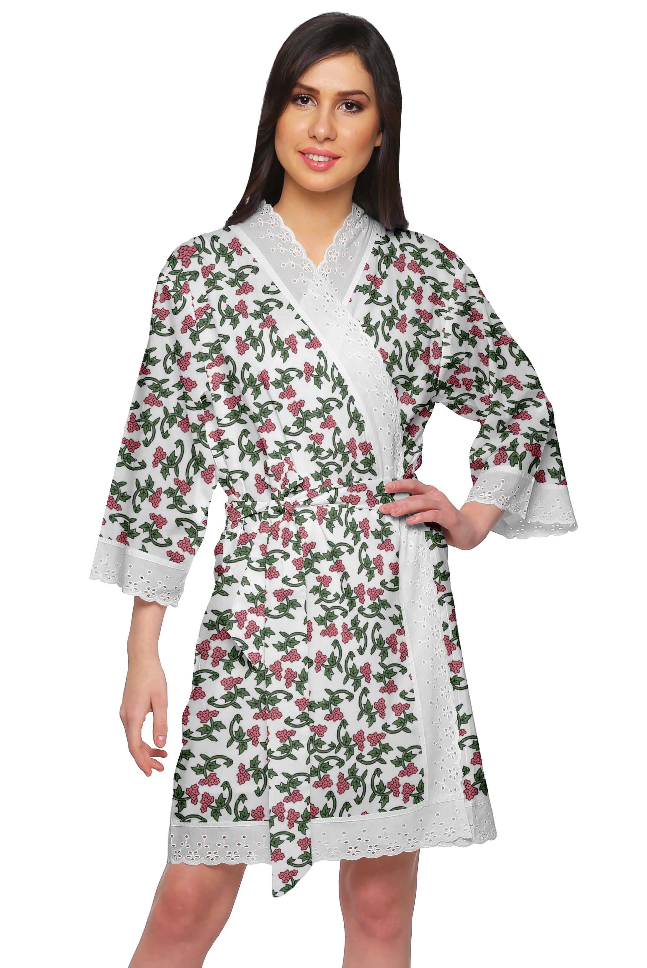 Moomaya Cotton Printed Robe For Women Kimono Getting Ready Bridesmaid ...