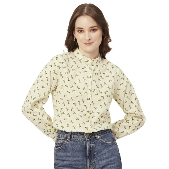 Moomaya Cotton Printed Summer Shirt For Women, Full Sleeve Designer Shirt Top