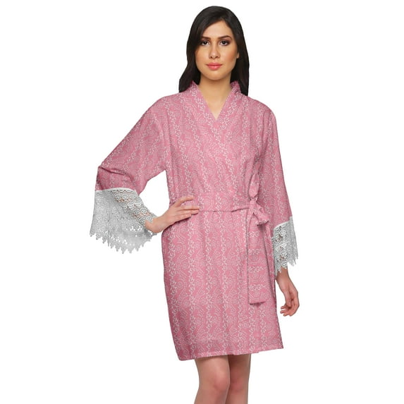 Moomaya Cotton Robes For Women Lightweight Printed Short Bridesmaid Robes