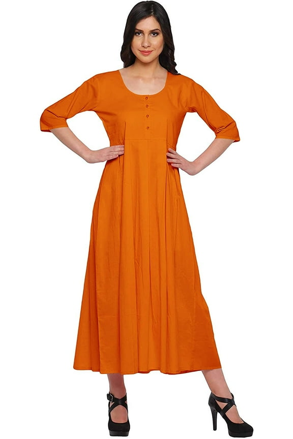 Cotton Solid Long Kurtis For Women Readymade Anarkali Kurti Clothing