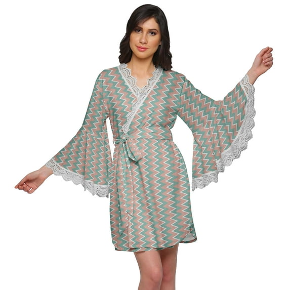 Moomaya Cotton Womens Robe Dressing Gown Printed Short Bridal Shower Robes