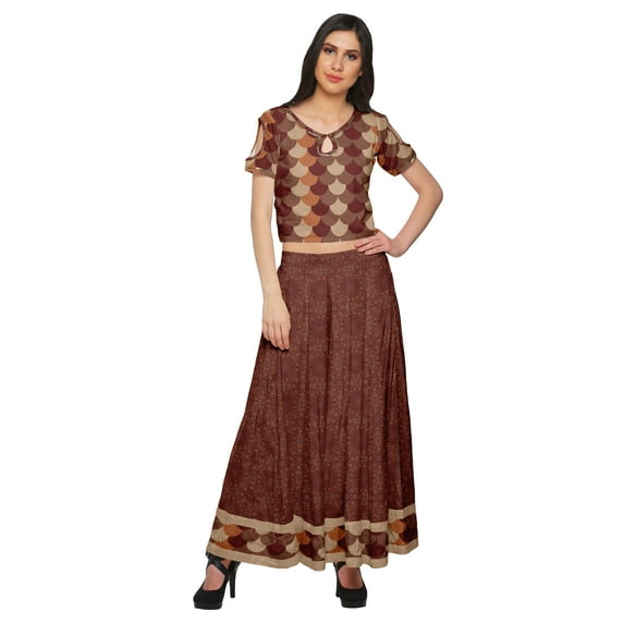 Moomaya Crop Top And Palazzo Set Party Wear Printed Santoon Ethnic Set For Girl