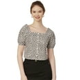 thumbnail image 1 of Moomaya Crop Tops For Women, Square Neck, Short Puff Sleeve, Buttoned Casual Summer Top, 1 of 8