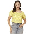 thumbnail image 1 of Moomaya Crop Tops For Women, Square Neck, Short Puff Sleeve, Buttoned Casual Summer Top, 1 of 8
