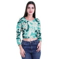 thumbnail image 1 of Moomaya Cropped Long Sleeve Tops For Women Printed Round Neck&nbsp;T Shirt Crop Top, 1 of 5