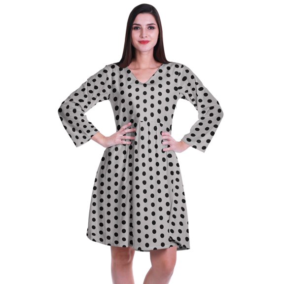 Moomaya Designer Printed Short Flared Dress Full Sleeve Velvet Tunic Dresses For Women