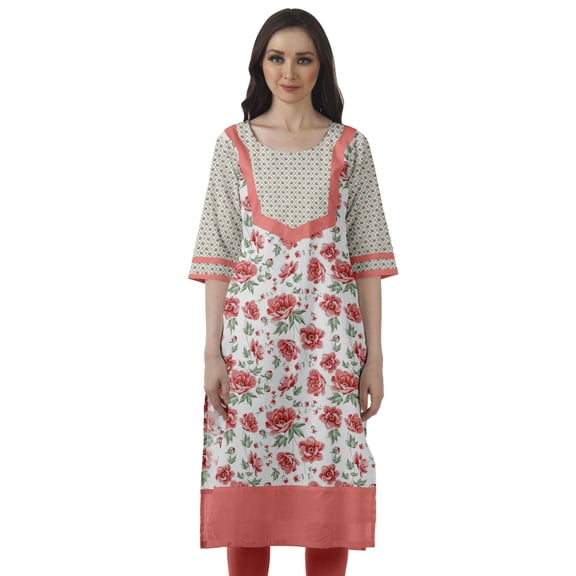 Moomaya Designer Straight Kurti For Women Printed Indian Tunic Top Long Kurta