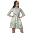 thumbnail image 1 of Moomaya Drawstring Mini Dress Printed Poly Crepe Women Ruffle Sleeve Shirt Dress, 1 of 6