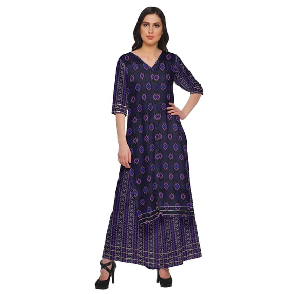 Moomaya Elegant Printed Kurta And Palazzo Pant Party Wear Ethnic Set For Girls