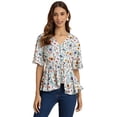 thumbnail image 1 of Moomaya Elegant V-Neck Peplum Top, Wrap Style Women Summer Top, 1 of 8