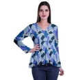 thumbnail image 1 of Moomaya Empire Waist Top Printed Dress V-Neck Full Sleeve Tunic Peplum Top For Women, 1 of 6