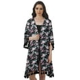 thumbnail image 1 of Moomaya Front Open Printed Shrug 3/4 Sleeve Georgette Beach Cover Up For Women, 1 of 6