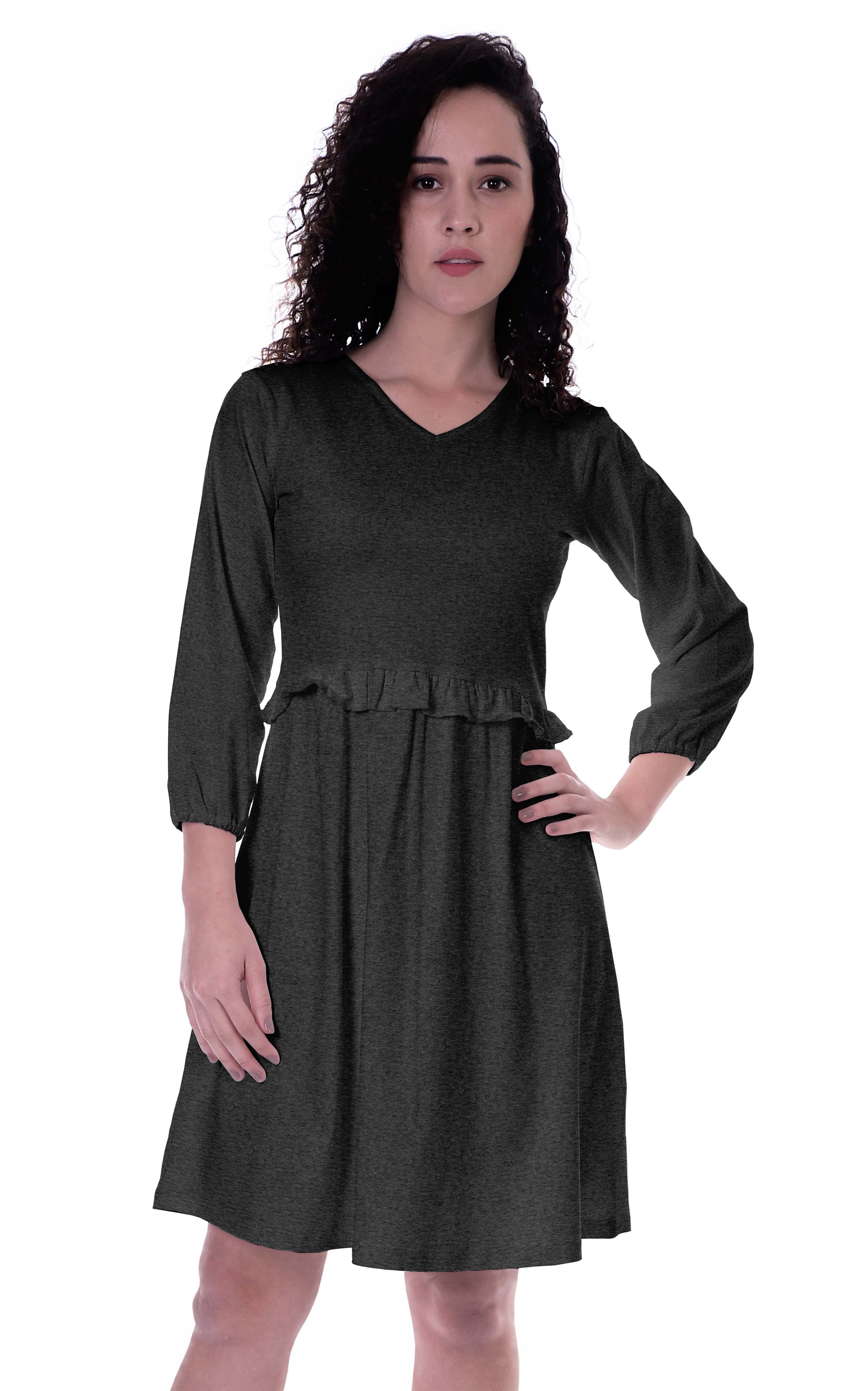 Moomaya Full Sleeves Gathered Dress w/ Ruffle Waist Casual Flowy Swing Dresses - Walmart.com Moomaya Full Sleeves Gathered Dress w/ Ruffle Waist Casual Flowy Swing Dresses - Walmart.com