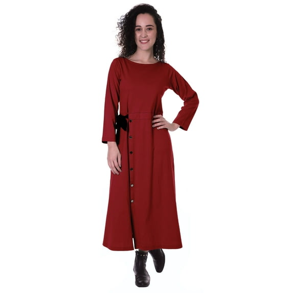 Moomaya Full Sleeves Maxi Dress Long Button Down Solid Casual Slit Dresses