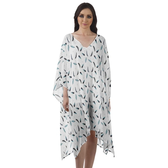 Moomaya Georgette Short Caftan Midi Dress Beach Swimwear Cover up Womens Kaftan