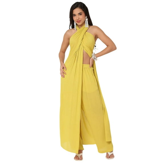 Moomaya Glam Halter Neck 2-Piece Coord Set, Perfect For Festive, Resort Looks