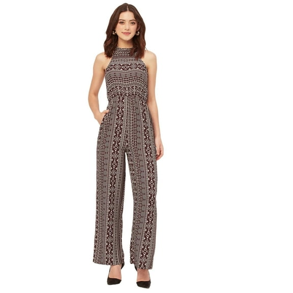Moomaya Halter Neck Full Leg Printed Rayon Jumpsuit - Women's Summer Jumpsuit