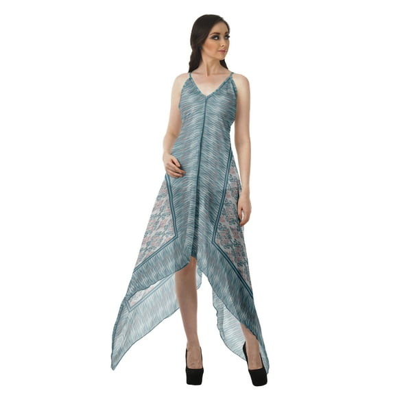 Moomaya Halter Summer Dresses Women Printed Hankerchief Hem Dress Women