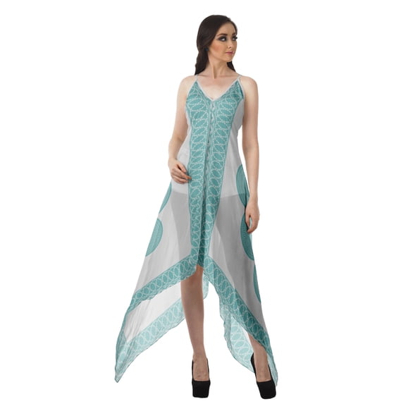 Moomaya Halter Summer Dresses Women  Printed Hankerchief Hem Dress Women