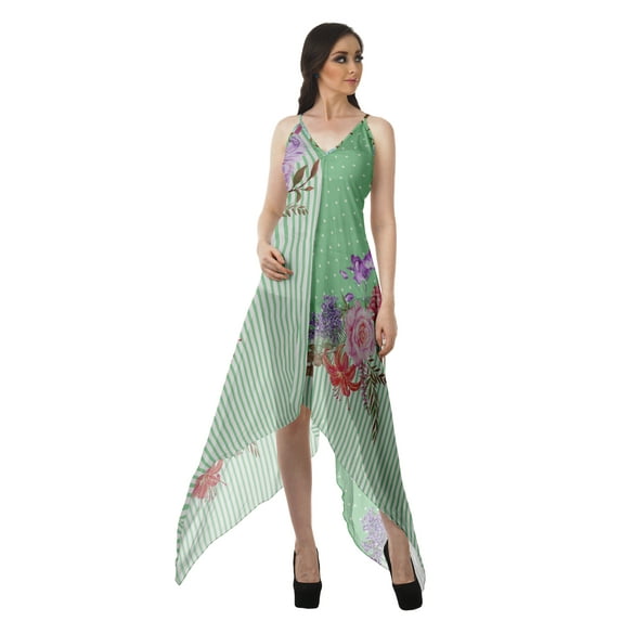 Moomaya Handkerchief Dress Women Printed Halter Summer Dresses Women