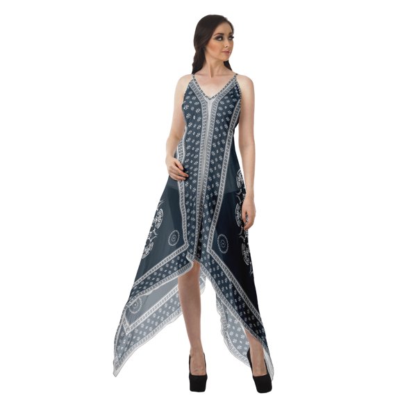 Moomaya Handkerchief Dress Women Printed Halter Summer Dresses Women