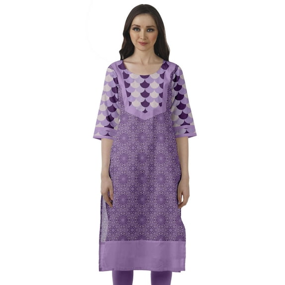 Moomaya Indian Dresses For Women Casual Summer Printed 3/4 Sleeve Long Kurta