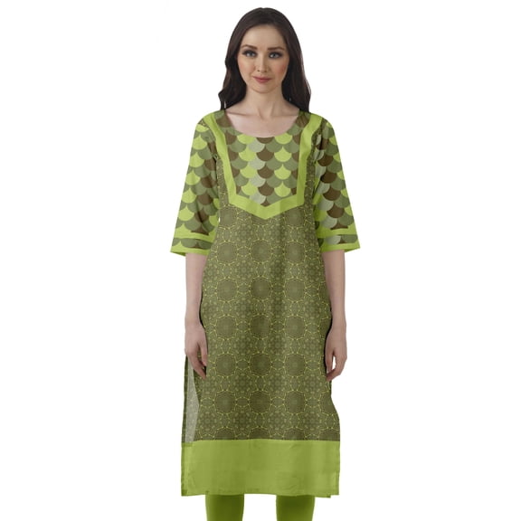 Moomaya Indian Dresses For Women Casual Summer Printed 3/4 Sleeve Long Kurta